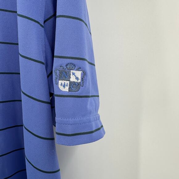 Peter Millar‎ Summer Comfort Mens Golf Polo Size L Blue Striped Performance - Picture 3 of 9
